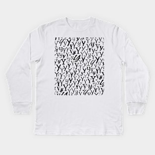 Y - Typography (Black) Kids Long Sleeve T-Shirt